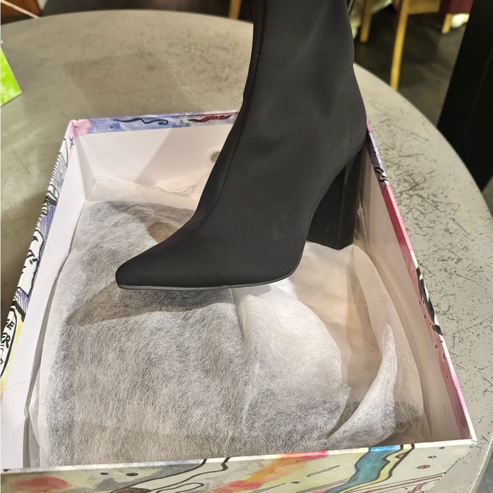 Jeffrey Campbell Black Heeled Boots with Chunky Heel